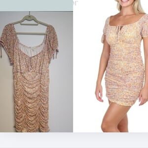 NWT Ultra Flirt Pink Floral Cottage Core Runched Style Mini Dress 1X